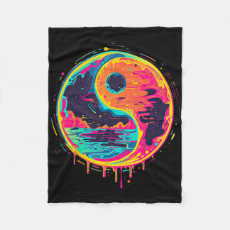 Trippy Yin Yang Zen Kosmisk Yoga Design Vaporwave  Fleecefilt