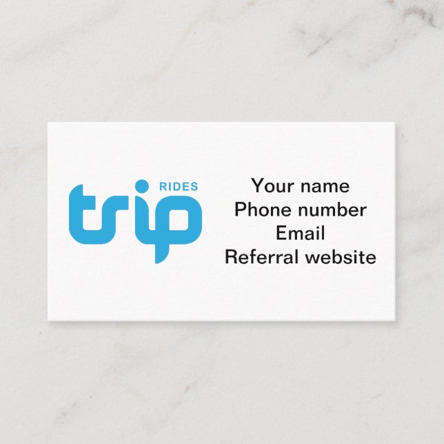 TripRides, affärskort Visitkort (Framsida)