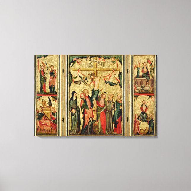 Triptych som skildrar Kristus Crucifixion Canvastryck (Framsida)