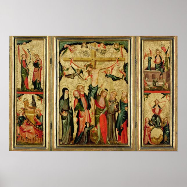 Triptych som skildrar Kristus Crucifixion Poster (Framsidan)