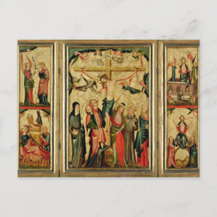 Triptych som skildrar Kristus Crucifixion Vykort