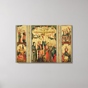 Triptych som visar crucifixionen av Kristus Canvastryck