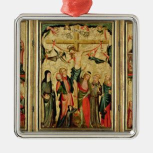 Triptych som visar crucifixionen av Kristus Julgransprydnad Metall