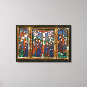 Triptych som visar crucifixionen, Limousin Canvastryck