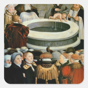 Triptych vänster panel, Philipp Melanchthon Fyrkantigt Klistermärke