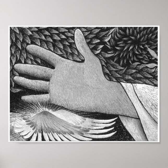 Triptych Weleing Kristus 8.5X11 B/W Poster (Framsidan)