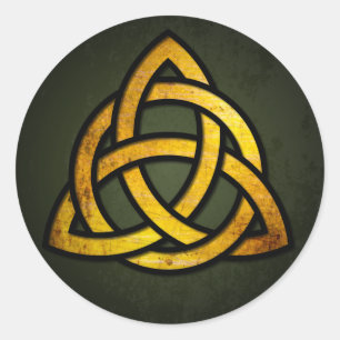 Triquet Celtic fnurra (guld & svarten på Runt Klistermärke