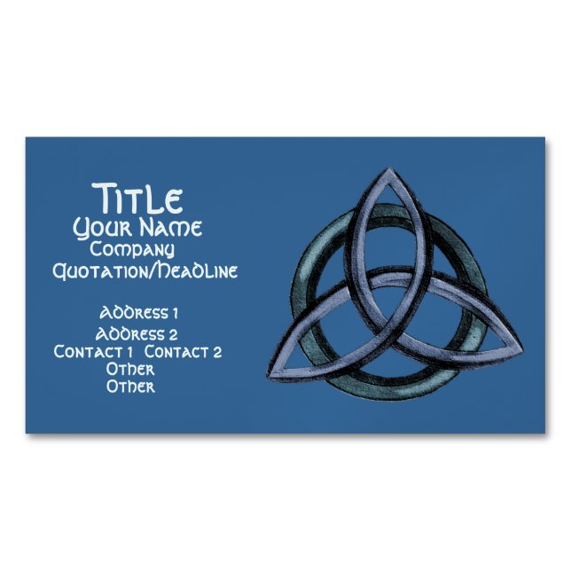 Triquetra (blå) magnetiska visitkort (Framsida)
