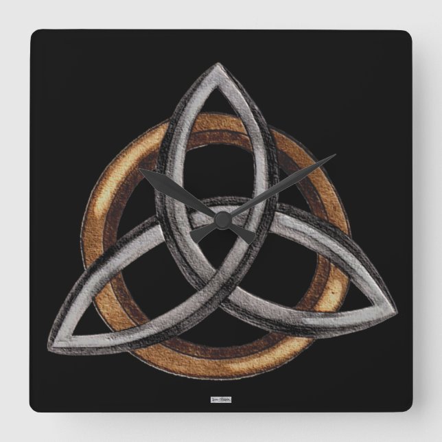 Triquetra (Brown/Silver) Fyrkantig Klocka (Framsida)