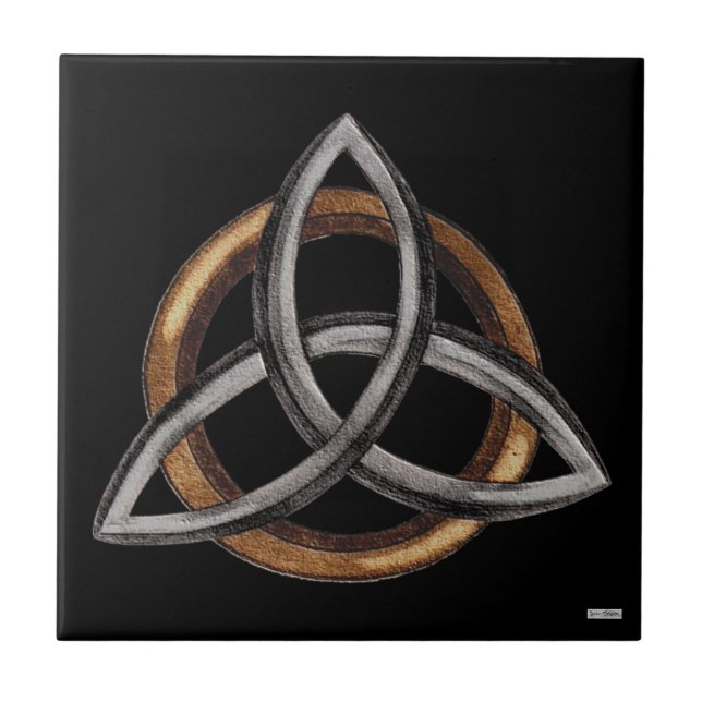 Triquetra (Brown/Silver) Kakelplatta (Framsidan)