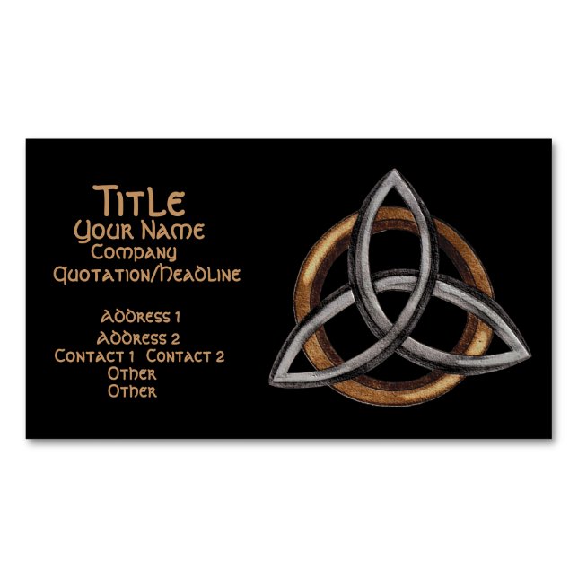 Triquetra (Brown/Silver) Magnetiska Visitkort (Framsida)