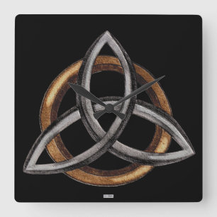Triquetra (brunt/silver) fyrkantig klocka