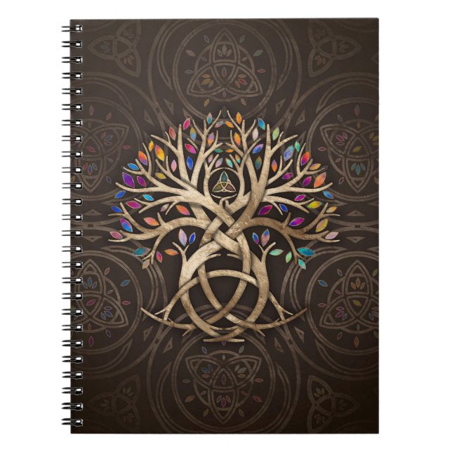 Triquetra Livets träd Colorful löv Anteckningsbok (Framsidan)