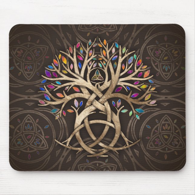 Triquetra Livets träd Colorful löv Musmatta (Framsidan)