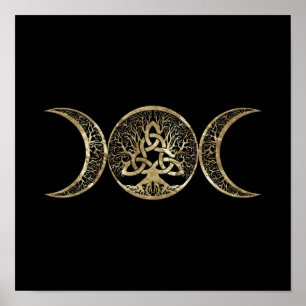 Triquetra Måne Livets träd Poster