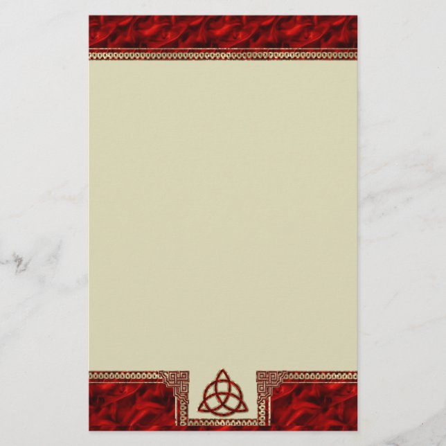 Triquetra rött silke brevpapper (Framsida)