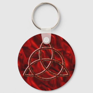 Triquetra rött silke nyckelring