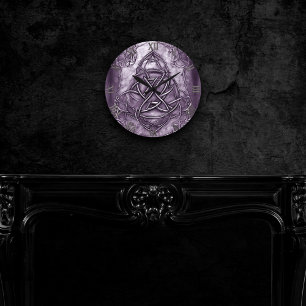 Triquetra Trinity Knot Lavender Lila Faux Metall Rund Klocka