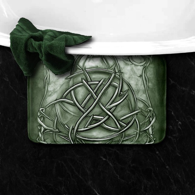 Triquetra Trinity Knot Sage Grönt Faux Metallic Badrumsmatta (Skapare uppladdad)