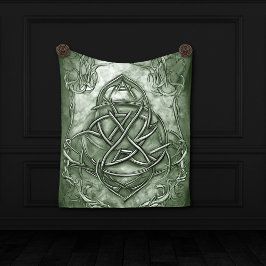 Triquetra Trinity Knot Sage Grönt Faux Metallic Fleecefilt