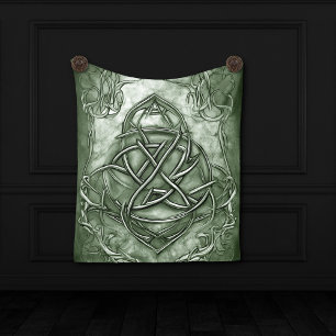 Triquetra Trinity Knot Sage Grönt Faux Metallic Fleecefilt
