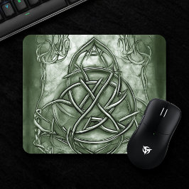 Triquetra Trinity Knot Sage Grönt Faux Metallic Musmatta