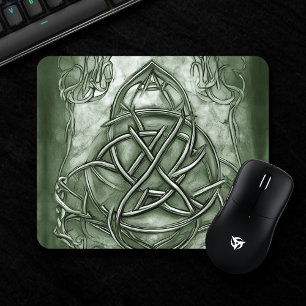 Triquetra Trinity Knot Sage Grönt Faux Metallic Musmatta