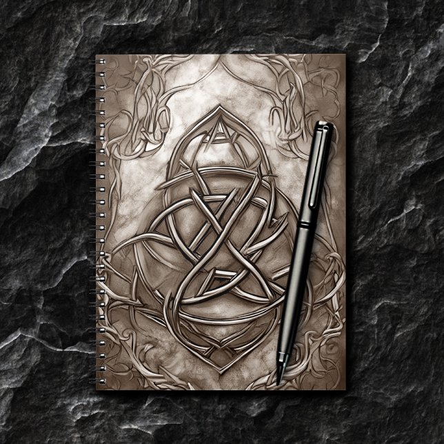 Triquetra Trinity Knot Sepia Faux Metallic Tin Anteckningsbok (Skapare uppladdad)