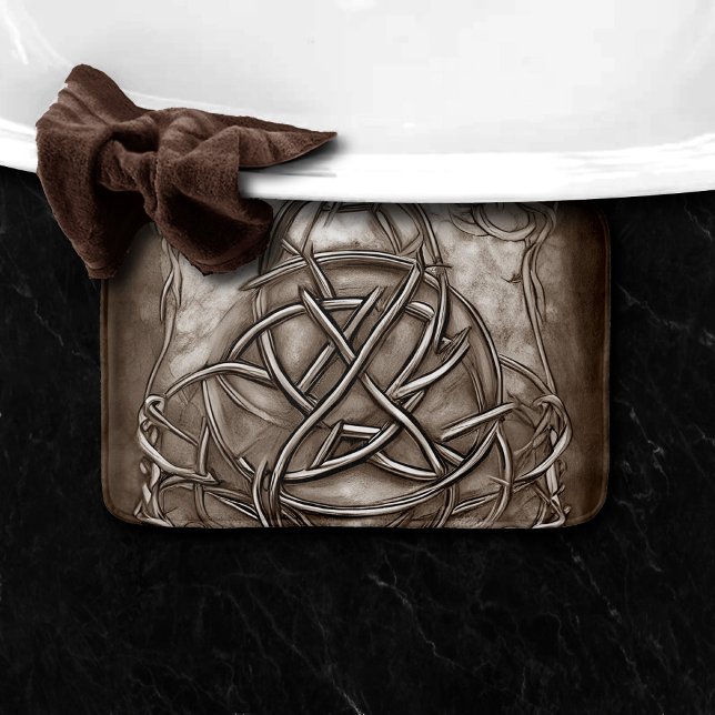 Triquetra Trinity Knot Sepia Faux Metallic Tin Badrumsmatta (Skapare uppladdad)