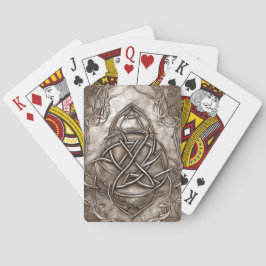 Triquetra Trinity Knot Sepia Faux Metallic Tin Casinokort