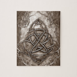 Triquetra Trinity Knot Sepia Faux Metallic Tin Pussel