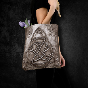 Triquetra Trinity Knot Sepia Faux Metallic Tin Tygkasse