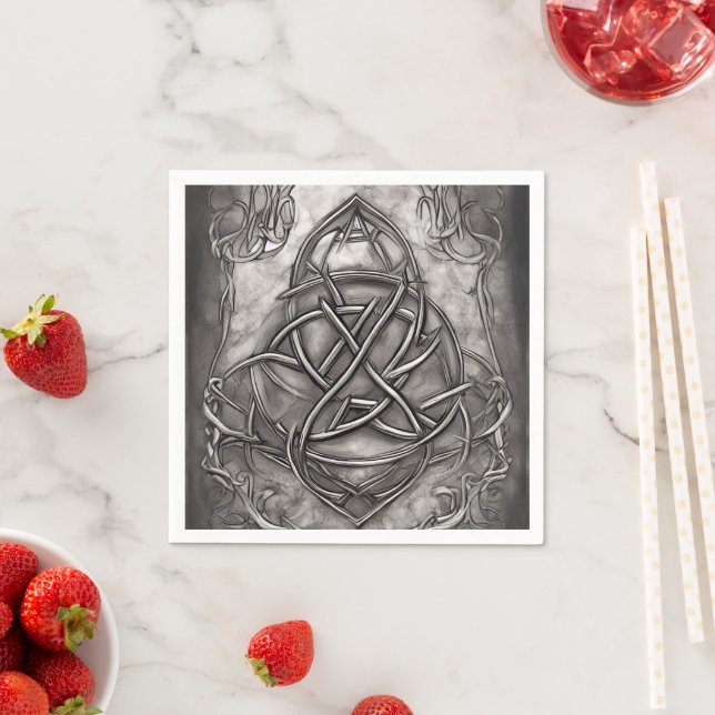 Triquetra Trinity Knot Silvery Pewter Faux Metall Pappersservett (Insitu)