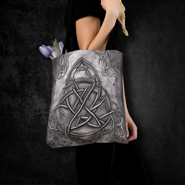 Triquetra Trinity Knot Silvery Pewter Faux Metall Tygkasse (Skapare uppladdad)