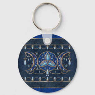 Triquetra Triple Måne Ornament med månsten Nyckelring