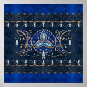 Triquetra Triple Måne Ornament med Moonstone Poster