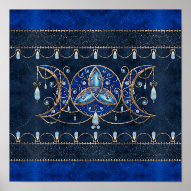 Triquetra Triple Måne Ornament med Moonstone Poster (Framsidan)