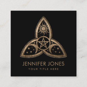 Triquetra Triple Måne Ornament med Pentagram Fyrkantigt Visitkort