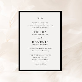 Trisha Black and White Modern Bröllop Inbjudningar
