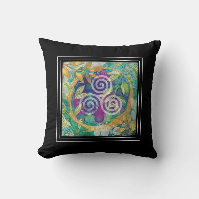 Triskele Celtic Watercolor Bohemian Yoga Kudde (Framsida)