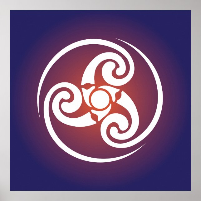 Triskele, Triple Spiral, Triskelion Symbol Celtic Poster (Framsidan)