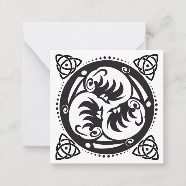 Triskelion Celtic Knot Mandala Design Black Anteckningskort (Framsida)