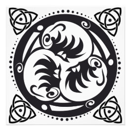 Triskelion Celtic Knot Mandala Design Black Fototryck