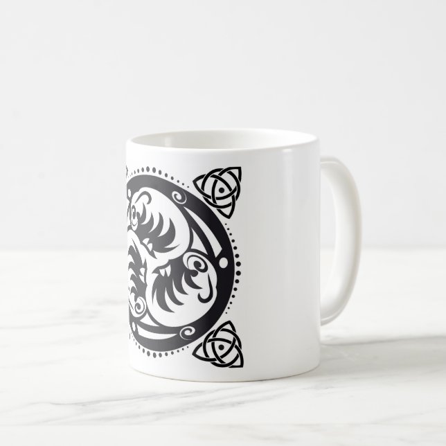 Triskelion Celtic Knot Mandala Design Black Kaffemugg (Framsida höger)