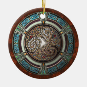 Triskelion hänge/prydnad julgransprydnad keramik