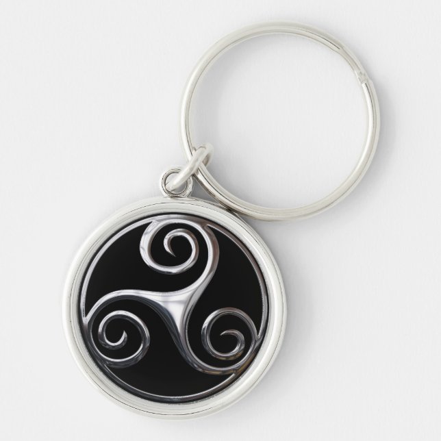 Triskelion Rund Silverfärgad Nyckelring (Framsidan)