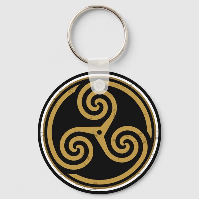 TRISKELION TRIPLE CELTIC SPIRAL NYCKELRING (Framsida)