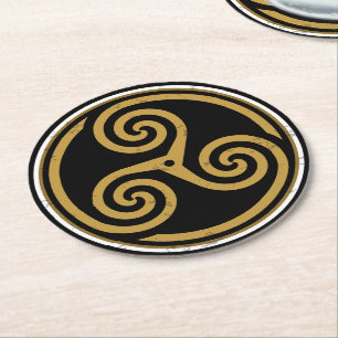 TRISKELION TRIPLE CELTIC SPIRAL UNDERLÄGG PAPPER RUND