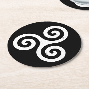 TRISKELION TRIPLE CELTIC SPIRAL UNDERLÄGG PAPPER RUND