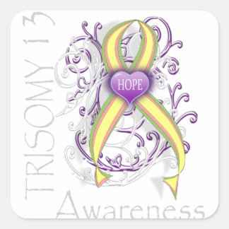 Trisomy 13 Awareness Fyrkantigt Klistermärke